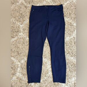 White House Black Market The Skinny Ankle Navy Blue Ponte Moto Pants size 4
